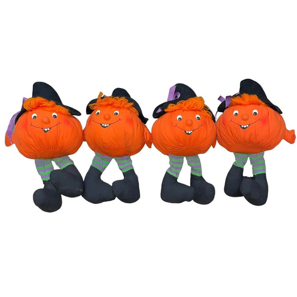 Vintage Hallmark Pumpkin Bean Bag Halloween Jack O Lantern Decor Shelf Sitter - Picture 6 of 13